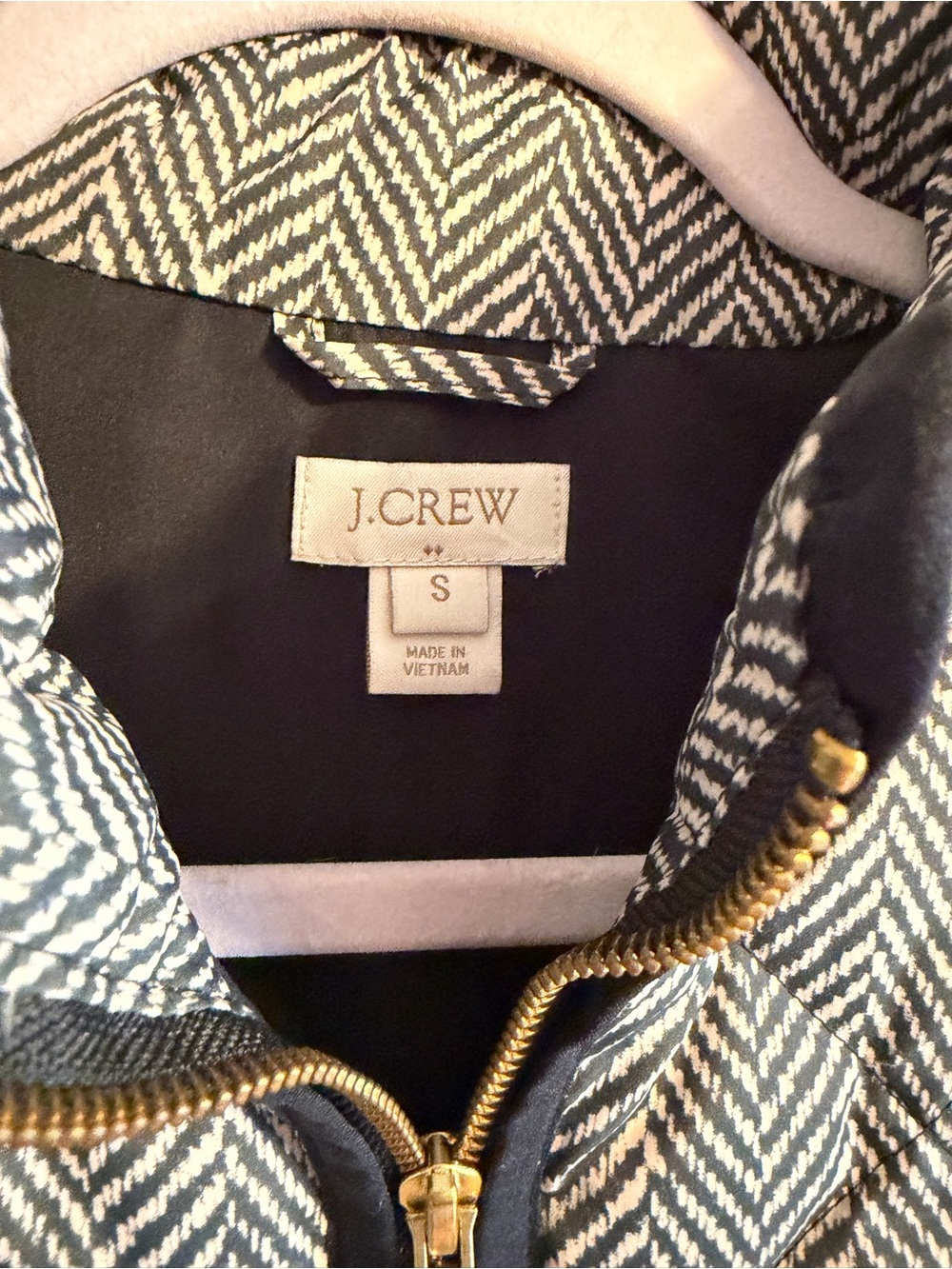 J. Crew Women's Quilted Herringbone Vest in Black & White - Picture 3 of 5